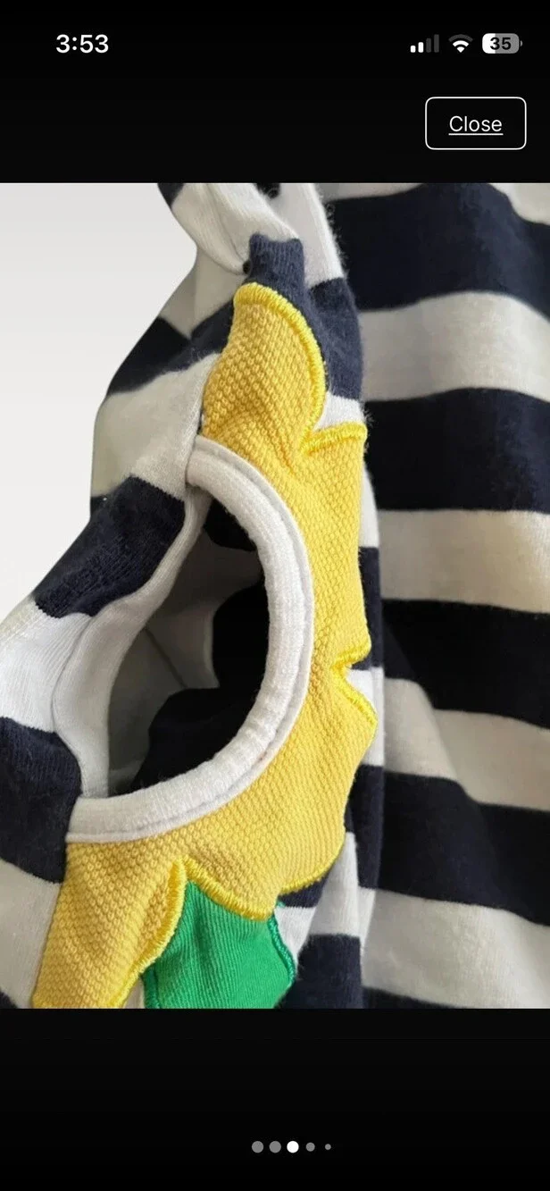 Florence Eiseman Baby Girls Nautical Stripe Flower Pocket Dress 12M